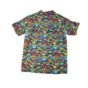Vintage JO JO Colorful Fish‎ Print Button Up Short Sleeve Shirt - Men's